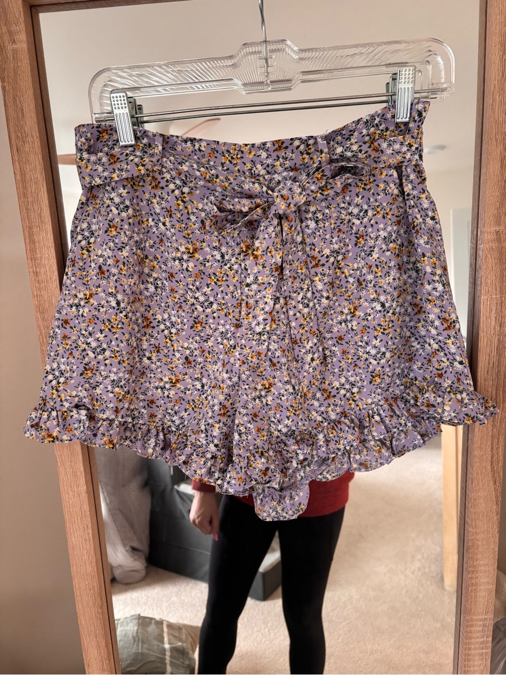 Lulus Lilac Floral Ruffle Tie-Waist Shorts